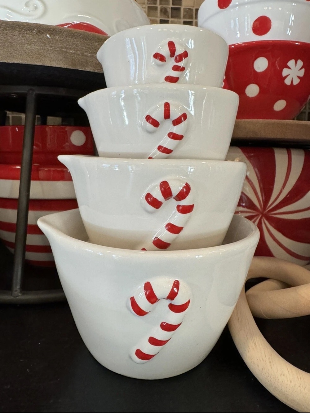 Rae Dunn candy cane measuring cups